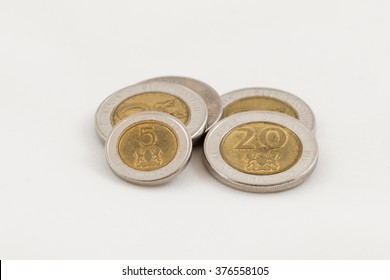 Kenyan Shilling Coins.  The Shilling Is The National Currency Of Kenya.