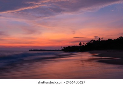 Kerala beach scenery, Stunning sunset sky with tropical beach landscape, Dramatic sunset background with ocean wave, shot from Thottada beach Kannur - Powered by Shutterstock