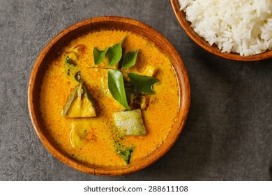 Kerala Fish Curry Cooked In Coconut Milk, Overhead View