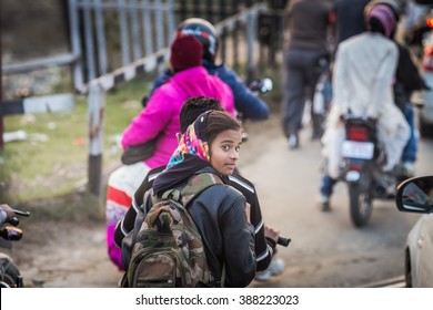 KERALA, INDIA - FEBRUARY07: 2012. : Family Riding On A Bike. Motorbike Is The Most Favorite Vehicle And Most Affordable For India.