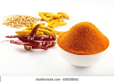 Kerala Sambar Powder With Red Chill,turmeric,and Spices.