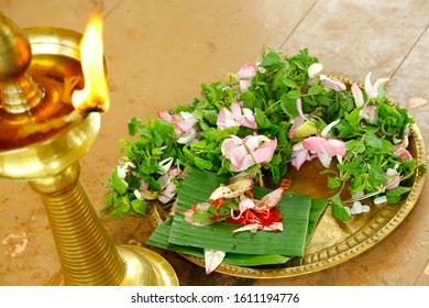 kerala wedding ceremony. nilavilakku with prasadam