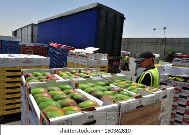 KEREM SHALOM,ISR-JUN 21 2010:Israeli Security Checking Supply To Gaza Strip.International Aid Been Provided To Palestinians Since 1948 Arab–Israeli War.Israel Claim That It's Used To Fund Terrorism.