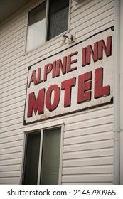 Keremeos BC Canada April 14 2022: Motel Signs Along The Crowsnest Highway In Small Town In British Columbia, Vacancy In Motels With Old And Vintage Signage, Truck Stop For Long Road Trips Interior BC