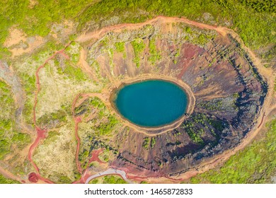 Kerid is a beautiful crater lake of a turquoise color