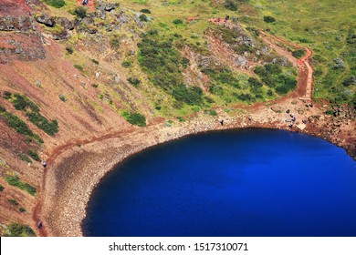 Kerid Volcanic Crater Lake In Iceland, Europe