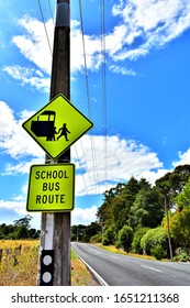 kerikeri,new Zealand,20/2/20,road sign warning motorist of school children and school buses