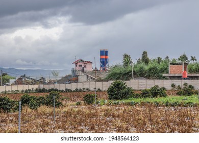 Kerinci, Jambi, Indonesia - October 22, 2020: the factory that is no longer in operation has been overgrown with grass.