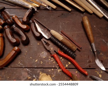 keris sheath and accessories, handicrafts made from wood - Powered by Shutterstock