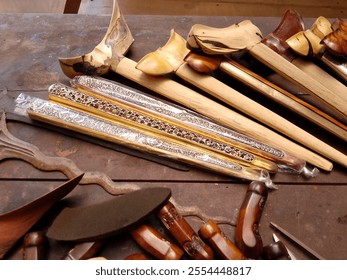 keris sheath and accessories, handicrafts made from wood - Powered by Shutterstock