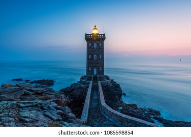 Kermorvan Lighthouse Sunset Brittany France High Stock Photo (Edit Now ...