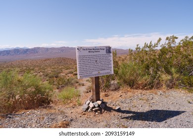 Kern County, California, USA - May 27, 2019: Image Of A Sign In El Paso Mountain Range Mining District Near Randsburg.