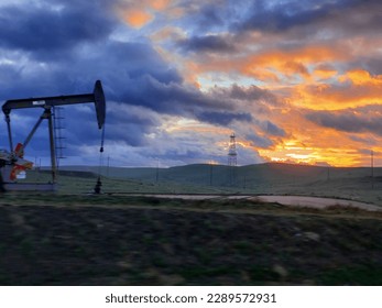 Kern County oilfield at sunrise