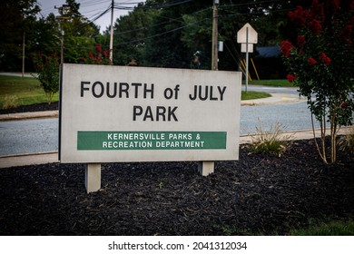 Kernersville North Carolina September 13 2021 Fourth of July Park sign located in Kernersville North Carolina
