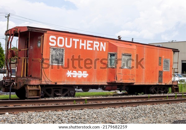 Kernersville North Carolina United States July\
17, 2022 An outdoor red train\
caboose