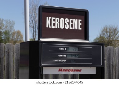 Kerosene Pump At A Gas Station. Kerosene Is Used In Oil Lamps To Cleaning Agents, Jet Fuel, Heating Oil Or For Cooking.