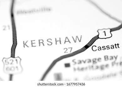 Kershaw. Augusta. USA on a map