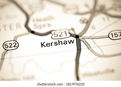 Kershaw. Augusta. USA on a map