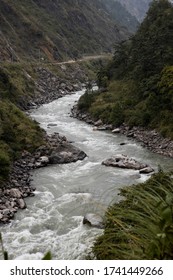 Kerung Khola (river) Flows From Ganesh Himal Of Rasuwa District.