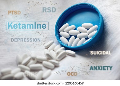 Ketamine Pills Blue Container On White Stock Photo 2205160459 ...