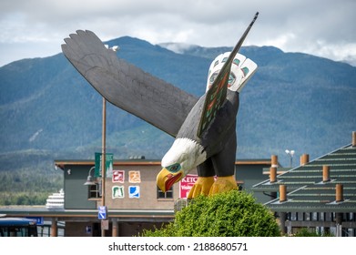 Ketchikan, Alaska - July 29, 2022: Tlinget Totem Poles In Ketchikan.