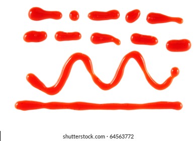 des lignes de ketchup sur blanc en tant qu'éléments de design