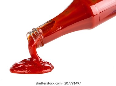 Ketchup Pouring Out Of Bottle