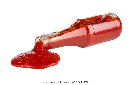 Ketchup Pouring Out Of Bottle