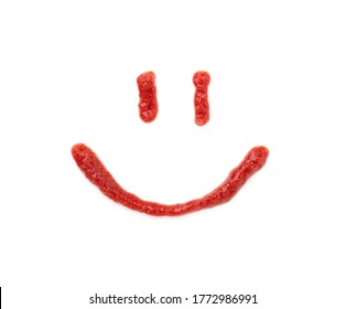 ketchup smile isolated on white background. face of tomato sauce - Powered by Shutterstock