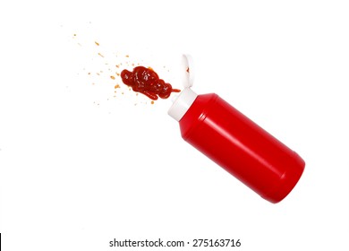 Ketchup Spill Stain Mucky White Background