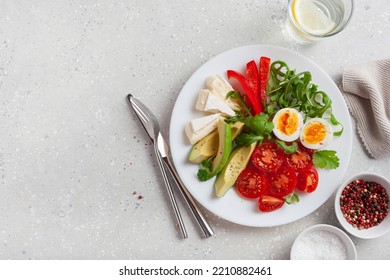 Keto Diet Breakfast Egg Avocado Brie Cheese Tomato Bell Pepper