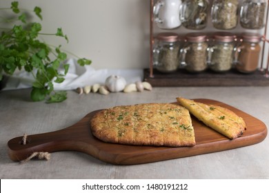 Keto Focaccia Bread Baked And Sliced