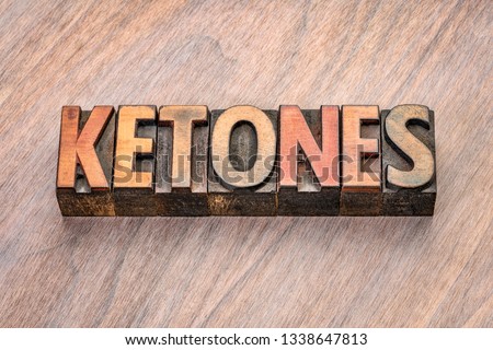 ketones word abstract in vintage letterpress wood type blocks