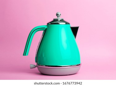 Kettle Background. Electric vintage retro kettle on a colored pink background. Lifestyle and design concept. - Powered by Shutterstock