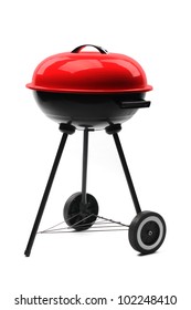 kettle barbecue grill with cover isolated on white