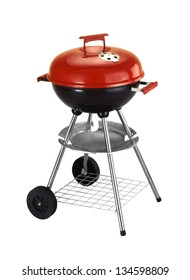 Kettle Barbecue Grill With Cover Isolated On White