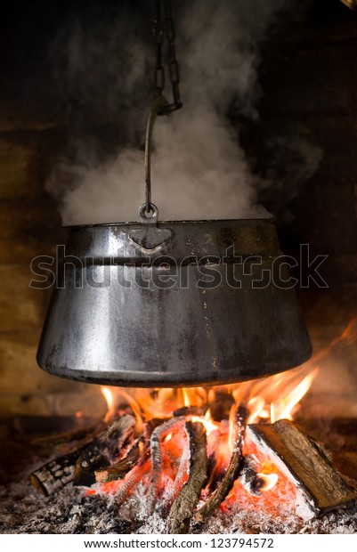 Kettle Fish Stew Outdoor Cooking Stock Photo (Edit Now) 123794572