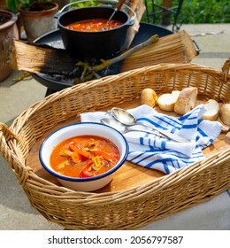 Kettle Goulash Is Prepared Over An Open Fire!