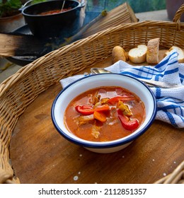 Kettle Goulash Is Prepared Over An Open Fire!