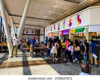 Kevadia, Gujarat, India- 20 Jan, 2021: Crowded Food Court At Statue Of Unity