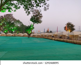 Kevadia, Gujarat / India - January 08 2019: A view of the Tent City Narmada resort in Kevadia