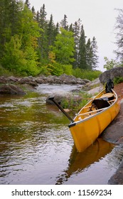 A Kevlar Canoe On Horse River In The Boundry Canoe Area Of Minnesota