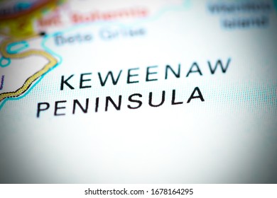 Keweenaw Peninsula. Michigan. USA On A Map