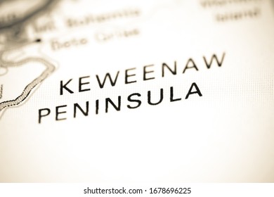 Keweenaw Peninsula. Michigan. USA On A Map