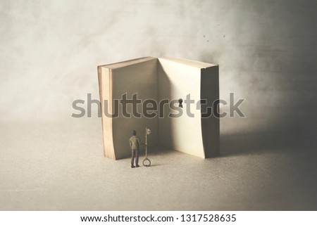 key in a book, surreal concept