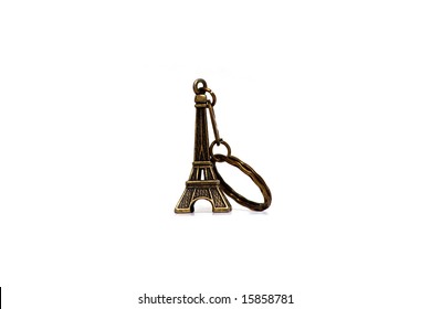 Key Chain Of Eiffel Tower Isolated On White