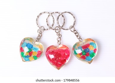 New Key Chain Key Ring Key Holder  Heart  Shaped CLEAR  Gem Stone