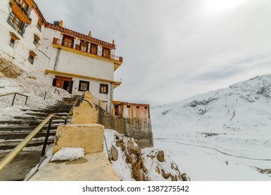 Key gompa tibetan monastery in Himalayas. Spiti valley, Himachal Pradesh