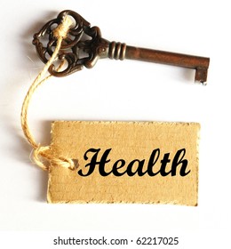 Key To Health And Long Life Concept With Label