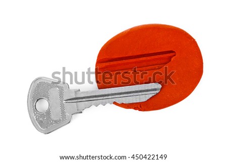 Key impression - security concept isolated on white background